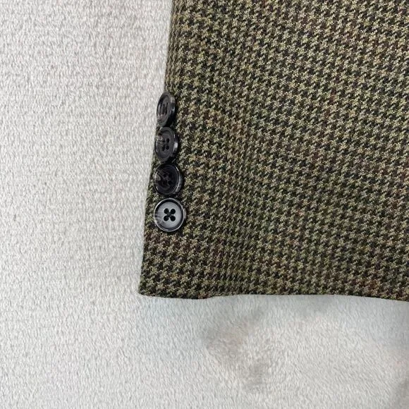 Lauren Ralph Lauren Sport Coat Blazer Men 42L Wool Brown Houndstooth‎ 2 Button
